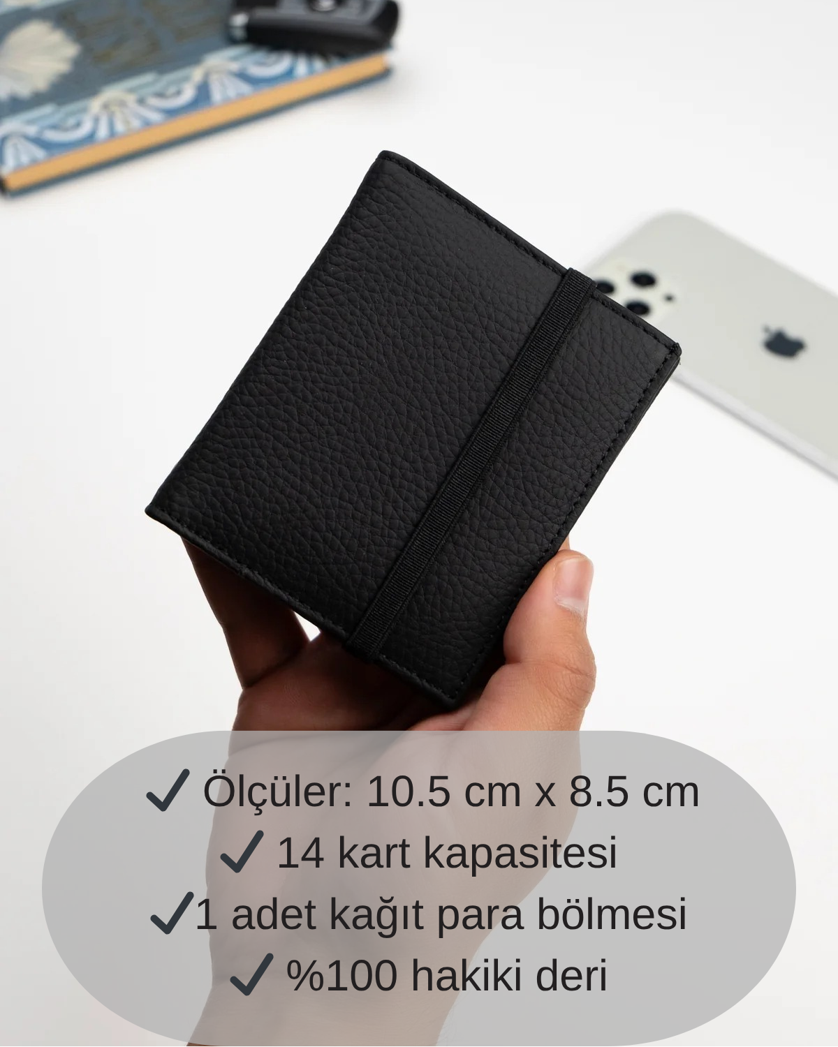 Alex Slim Tasarım Premium Deri Kartlık Cüzdan – 14 Kart Kapasiteli, Şişmeyen Minimal Cüzdan