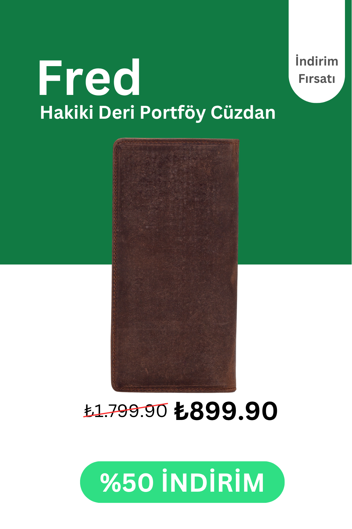 Fred Mıknatıslı Telefon Bölmeli Deri Portföy