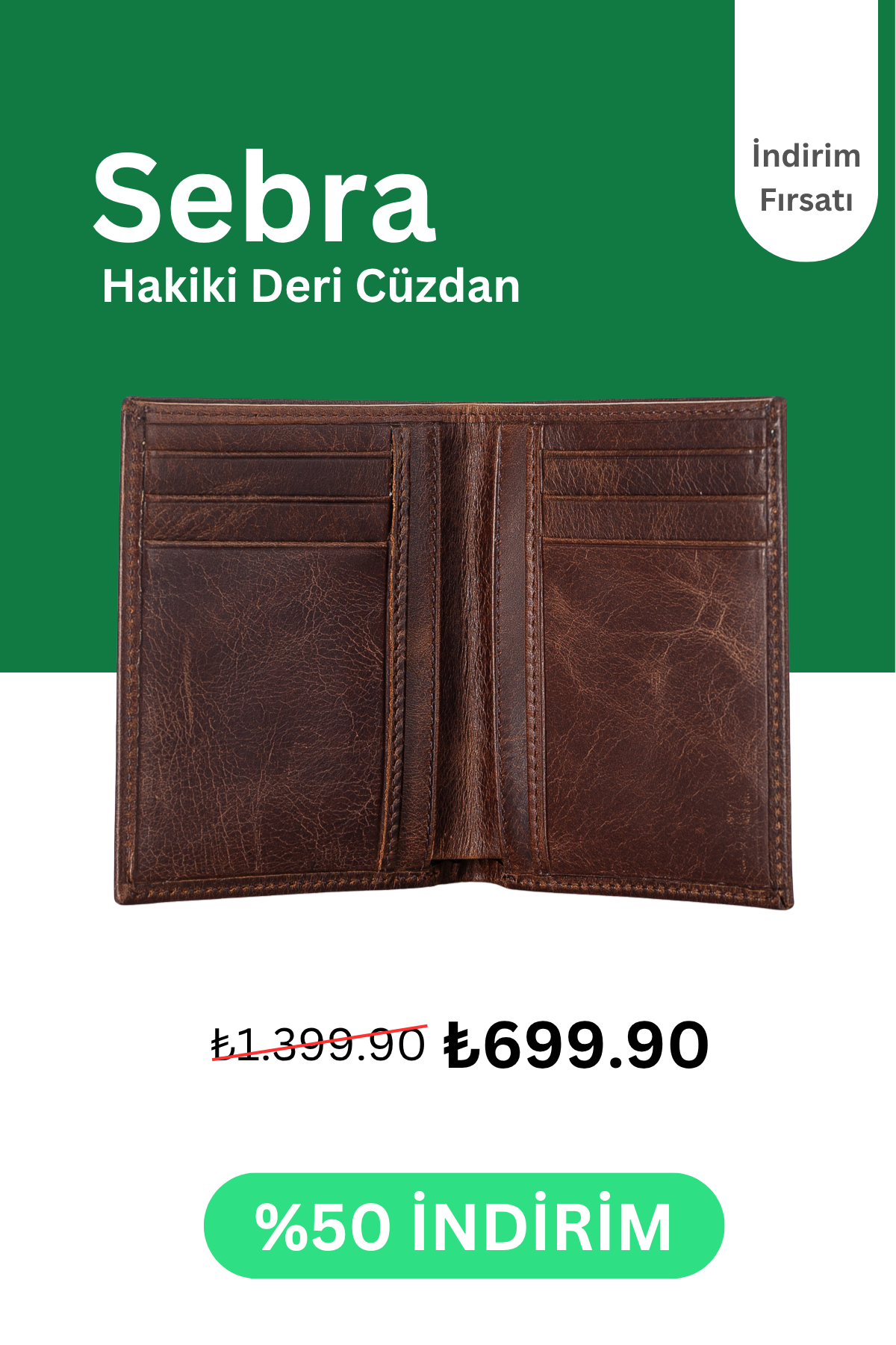 Niki Leather Sebra Vintage Deri Kartlık Cüzdan