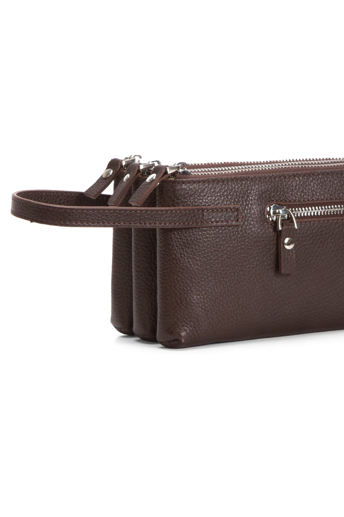 Braga 9520 Hakiki Deri Fermuarlı 3'lü Portföy El Çantası