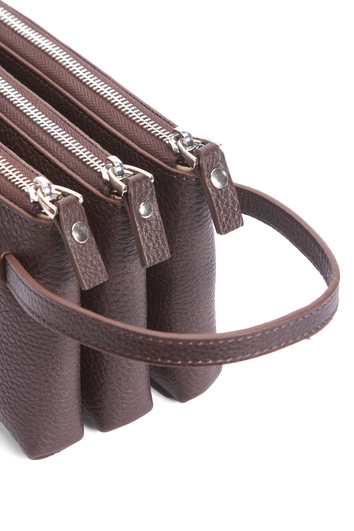 Braga 9520 Hakiki Deri Fermuarlı 3'lü Portföy El Çantası