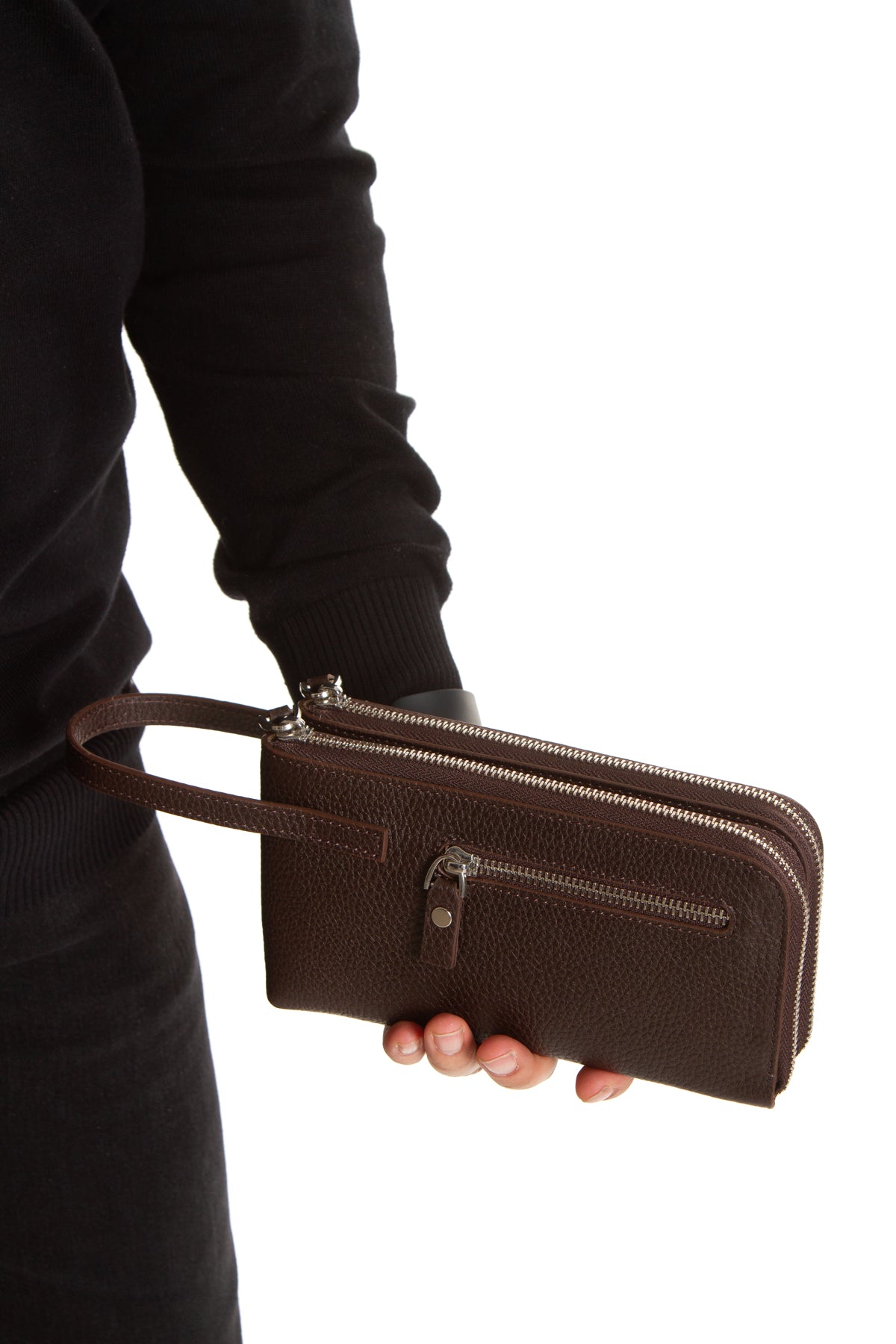 Porto 9519 Hakiki Deri Fermuarlı 2'li Portföy El Çantası