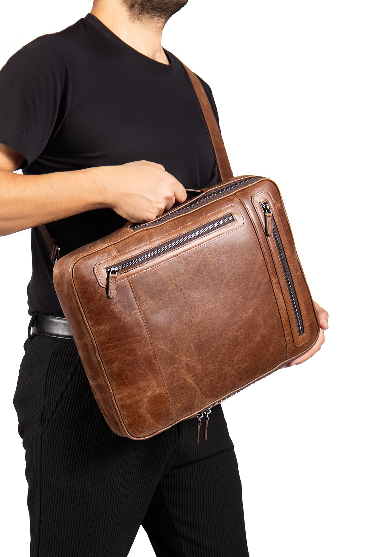 Rocky 9526 Hakiki Deri Laptop Bölmeli Evrak ve Sırt Çanta