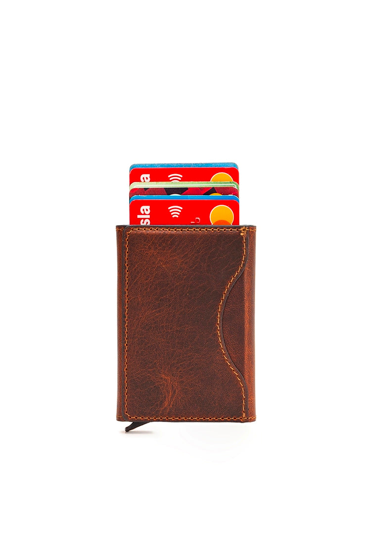 Magsafe Özellikli Premium Hakiki Deri Mekanizmalı Kartlık