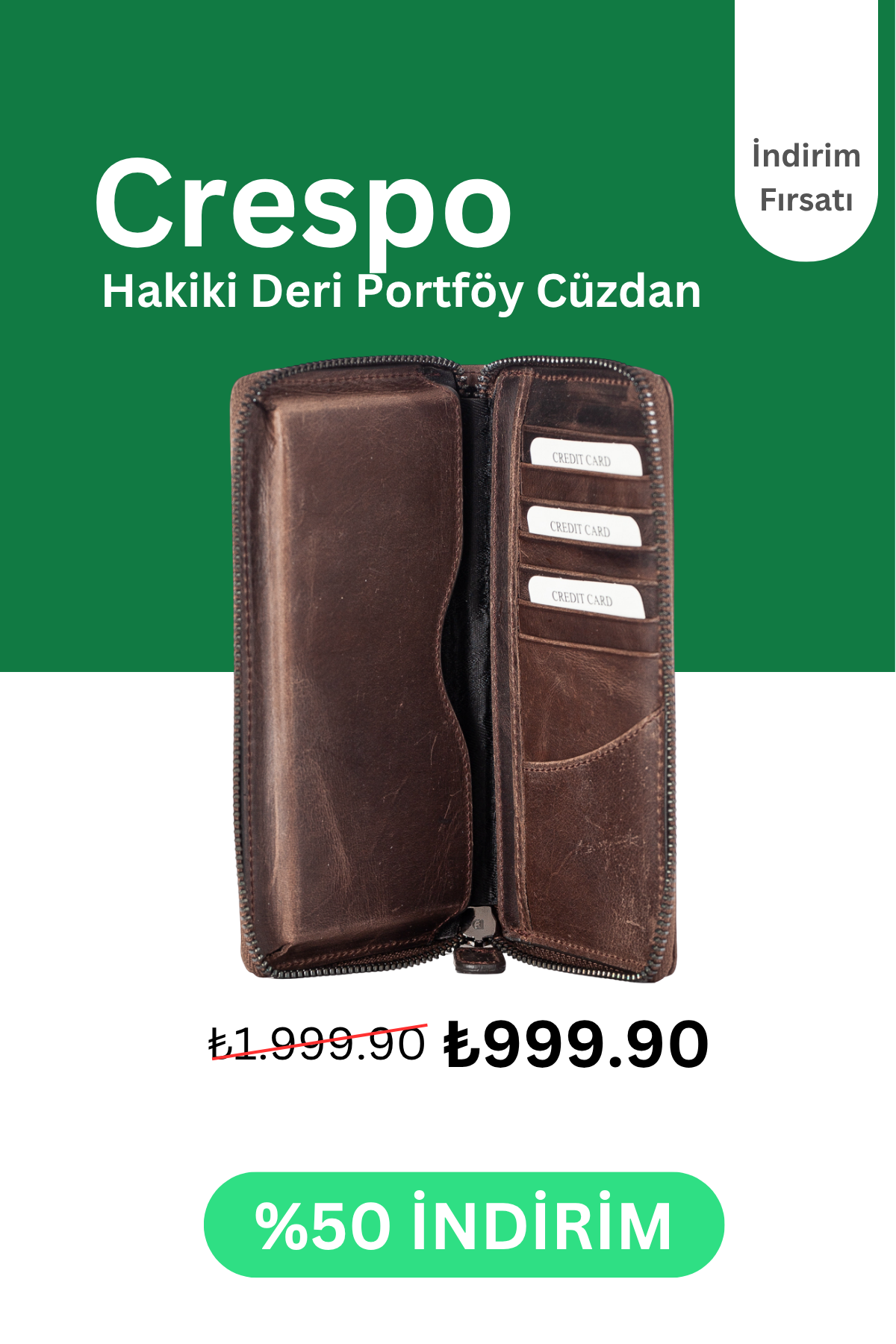 Niki Leather Crespo Telefon Bölmeli Deri Portföy