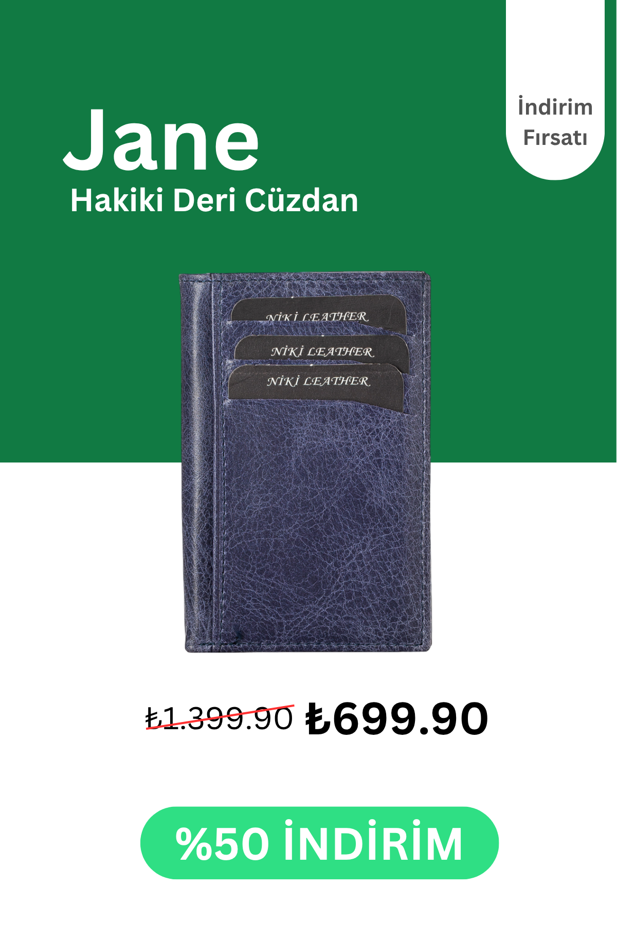 Jane Hakiki Deri Cüzdan