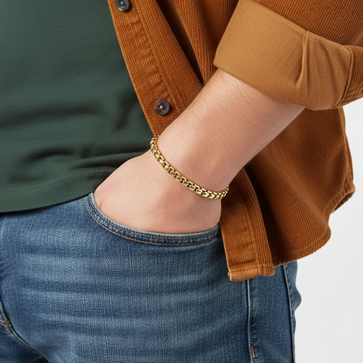 Niki Leather Arnavut Çelik Zincir Bileklik 6mm Yuvarlak 4013CZB2D6