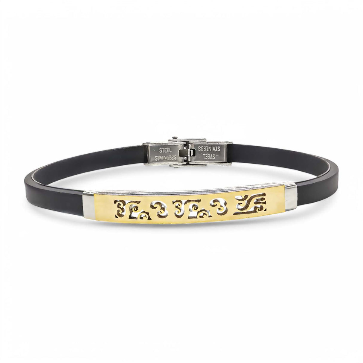 Niki Leather Desenli Çelik Bileklik 3893SCB015