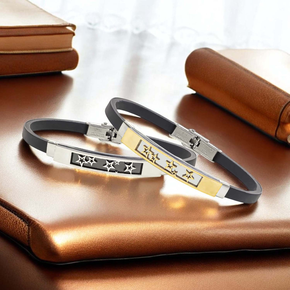Niki Leather Galaksi Yıldızlar Desenli Çelik Bileklik 3893SCB021