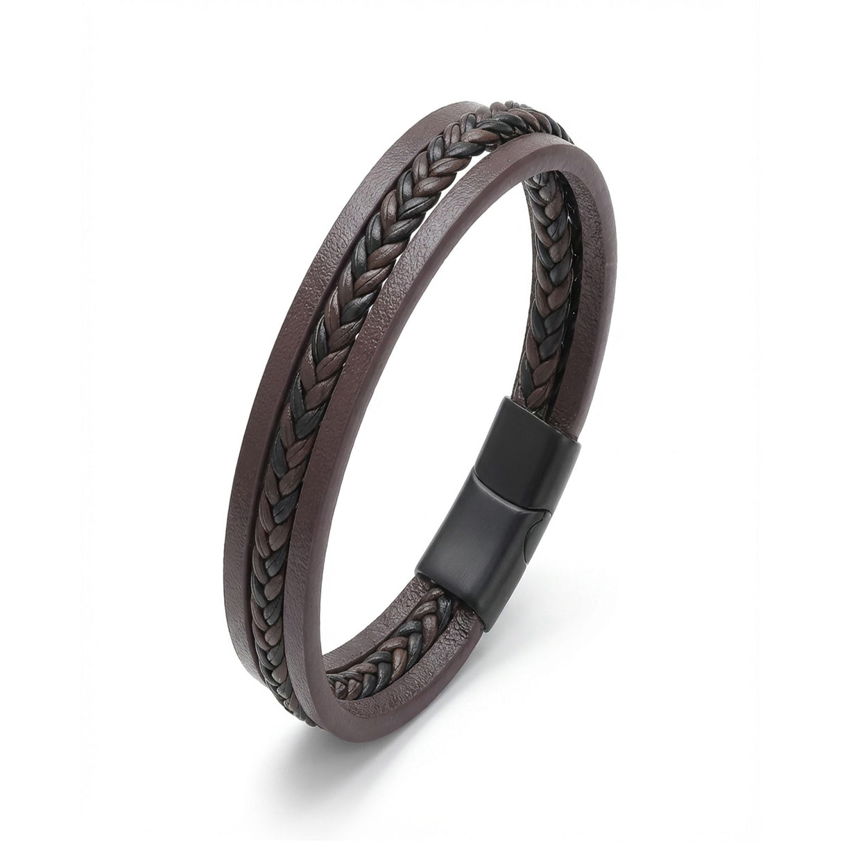 Niki Leather Kahverengi Siyah Saç Örgü Ve Çelik Bileklik 38933B10D2