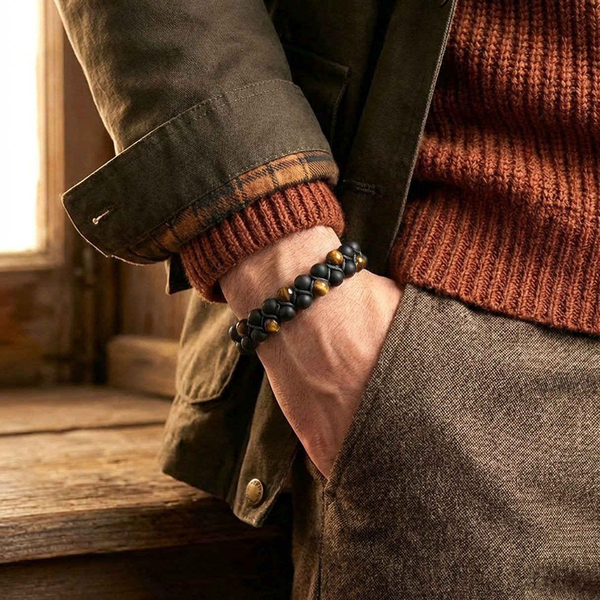 Niki Leather Kaplan Gözü Ve Oniks Doğaltaş Ve Çelik Halatlı Erkek Bileklik 38932B18D2