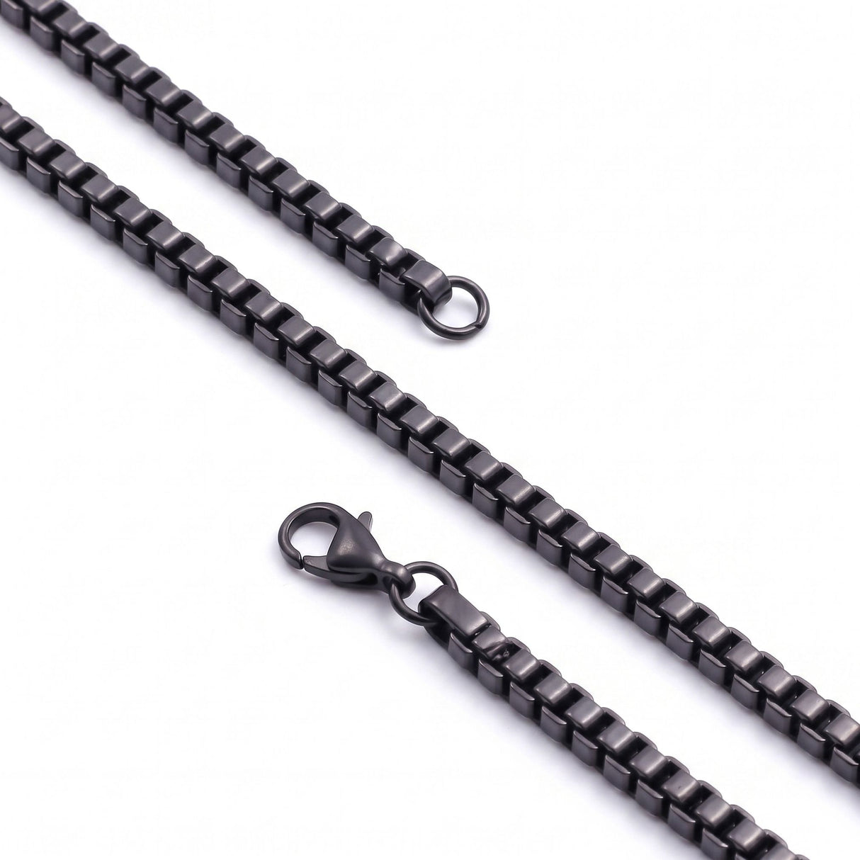 Niki Leather Kare Arnavut Erkek Çelik Kolye 4x4mm 55cm Siyah 4013ECK044