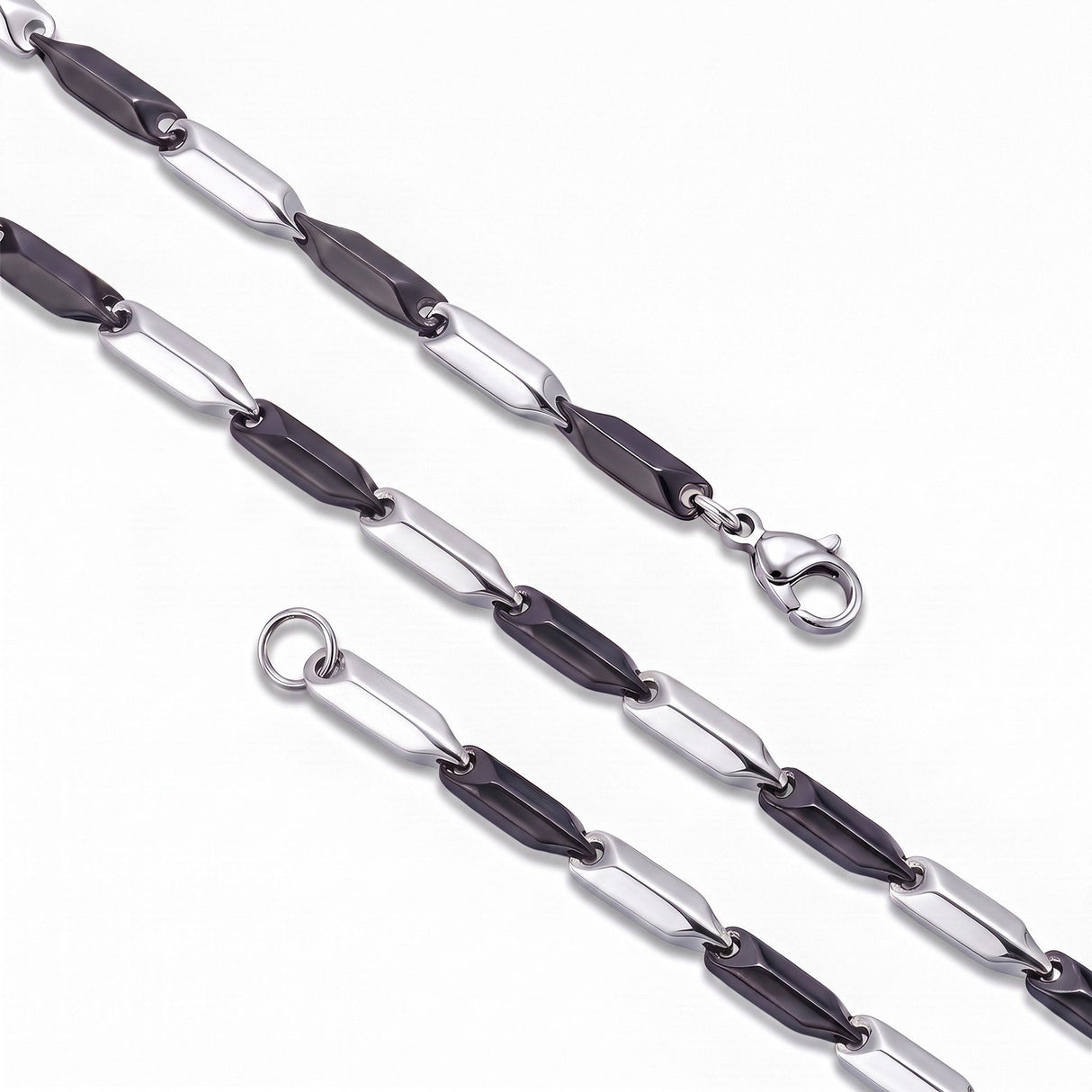 Niki Leather Kesme Kibrit Erkek Çelik Kolye 3mm 55cm Üç Renkli 4013ECK056