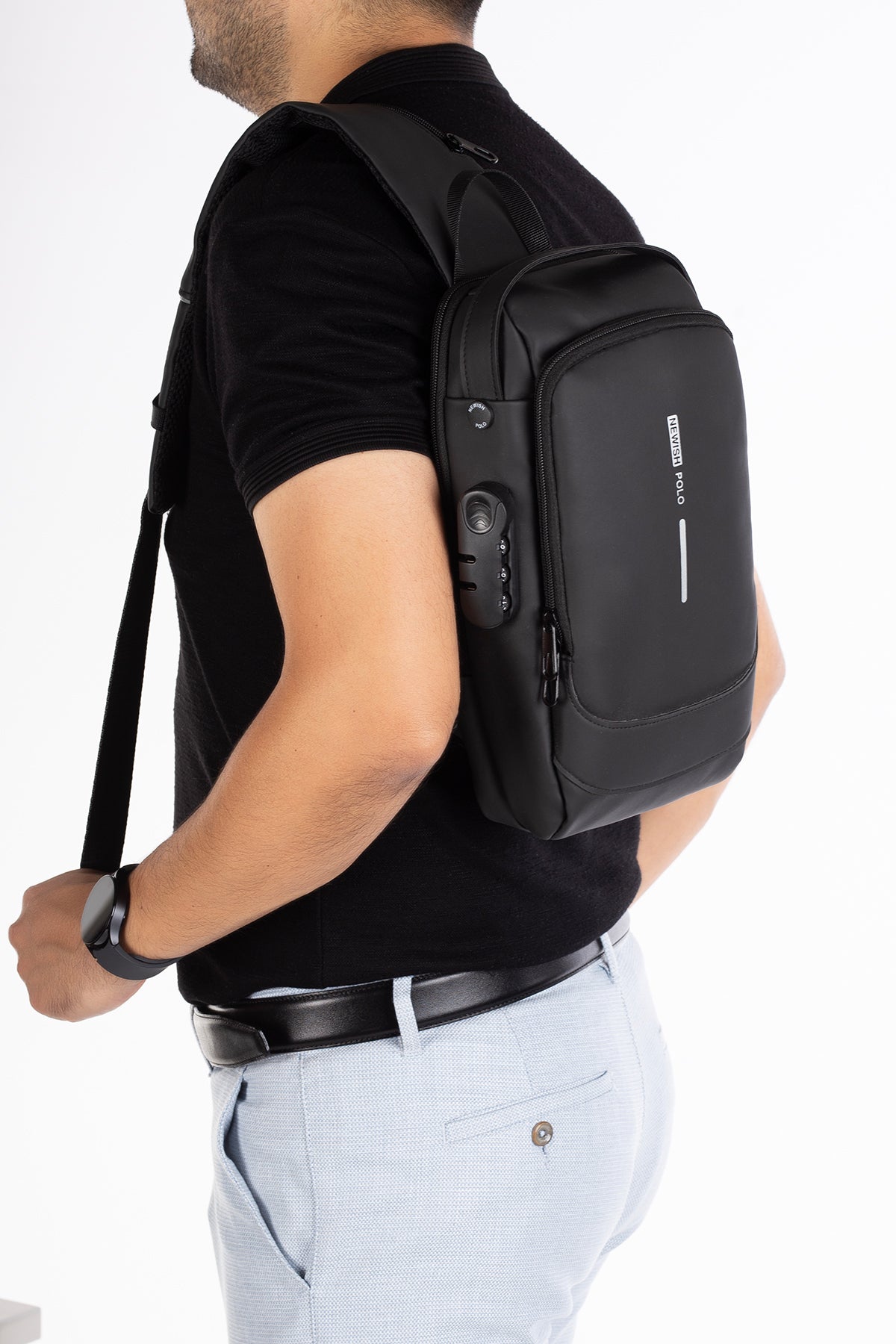 Unisex Kilitli Ayarlanabilir Çapraz Askılı Göğüs Omuz ve Sırt Çantası