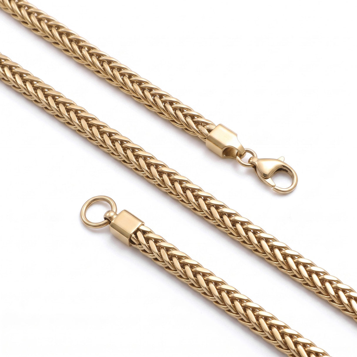 Niki Leather Köşeli Burgu Erkek Çelik Zincir Kolye 4×4 mm 55 cm Gold 4013ECK009