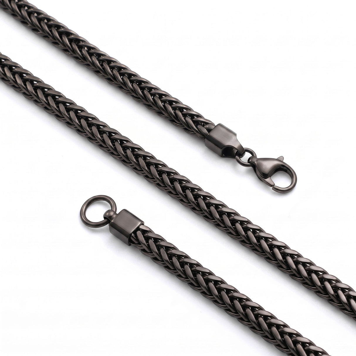 Niki Leather Köşeli Örgü Zincir Erkek Çelik Kolye 3x3 mm 55 cm Siyah 4013ECK013