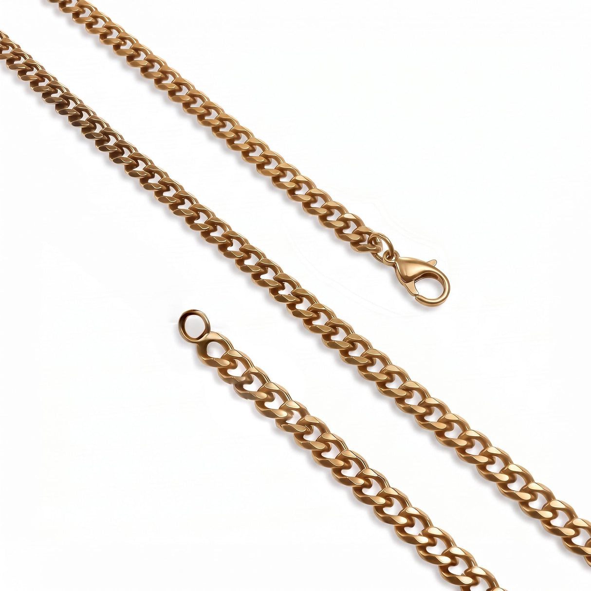 Niki Leather Mariner Zincir Erkek Çelik Kolye 6x2mm 55cm Gold 4013ECK037
