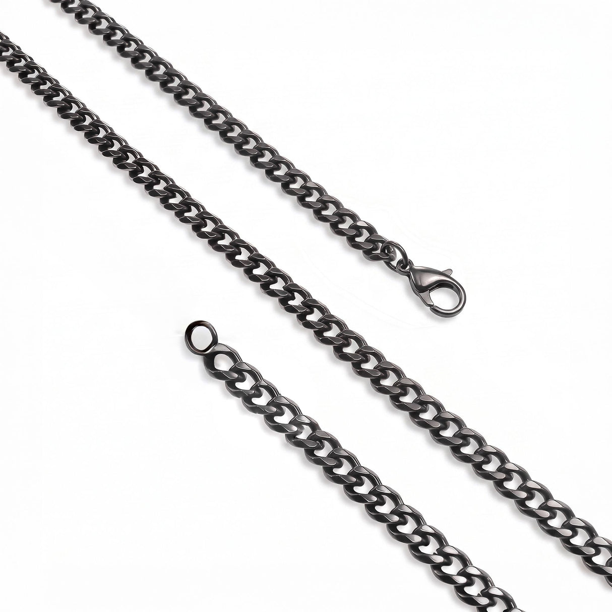 Niki Leather Mariner Zincir Erkek Çelik Kolye 6x2mm 55cm Siyah 4013ECK043
