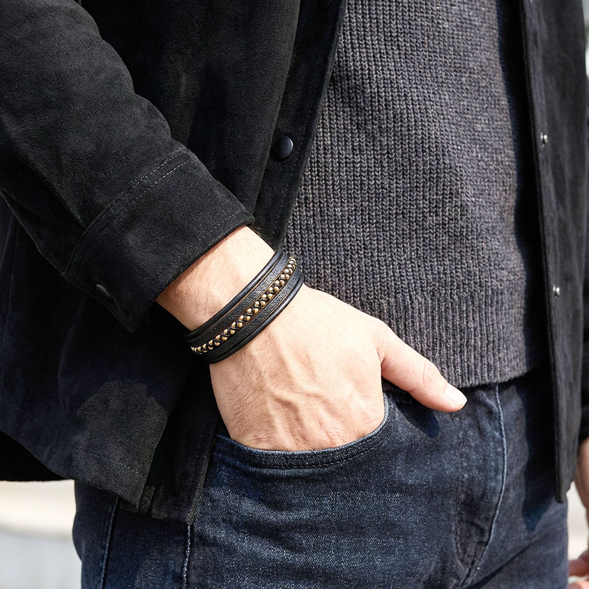 Niki Leather Sarı Hematit Ve Çoklu Deri Bileklik 38934B3D2