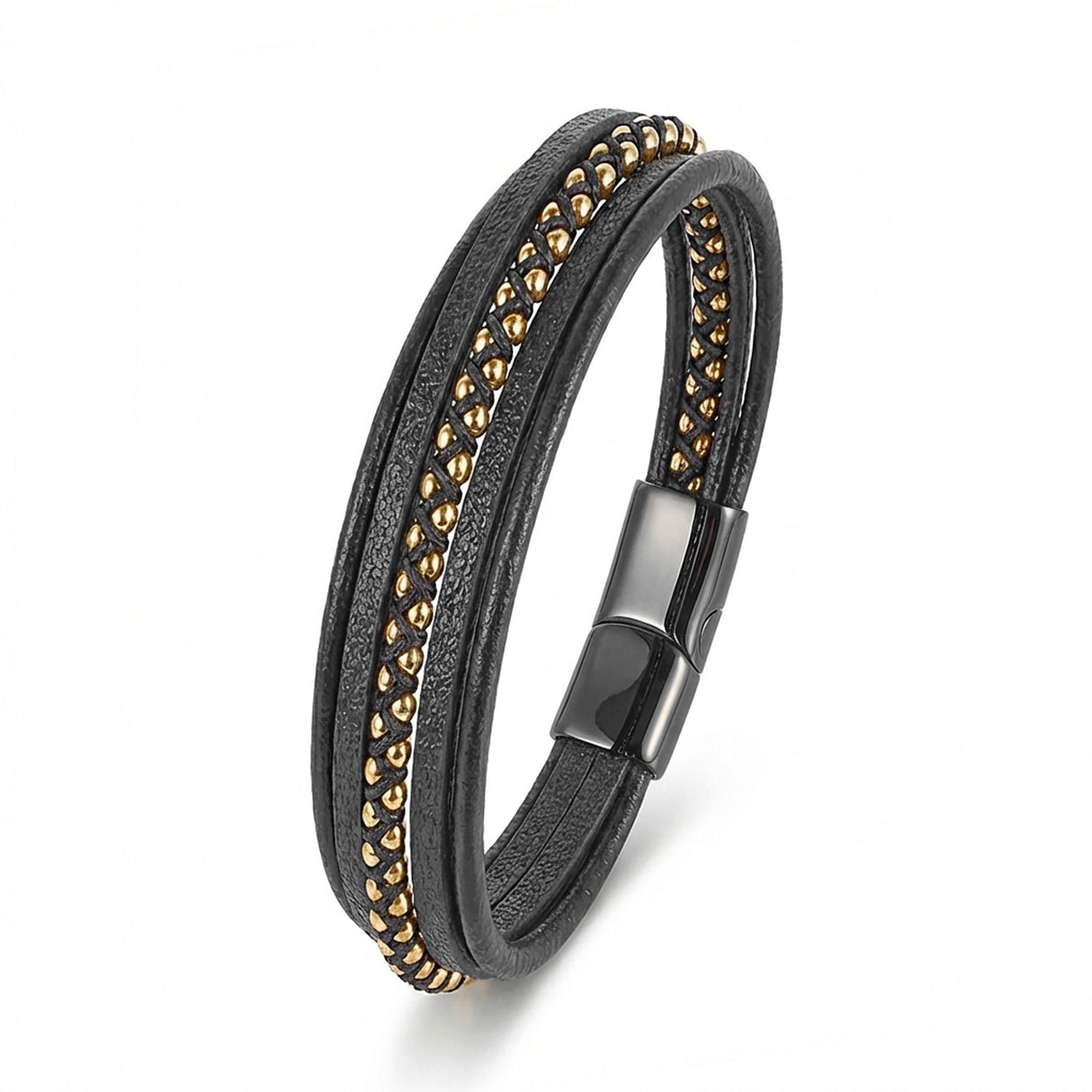 Niki Leather Sarı Hematit Ve Çoklu Deri Bileklik 38934B3D2