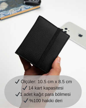 Alex Slim Tasarım Premium Deri Kartlık Cüzdan – 14 Kart Kapasiteli, Şişmeyen Minimal Cüzdan