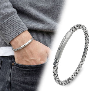 Niki Leather Tekli 4mm Kral Model Çelik Zincir Erkek Bileklik – Çelik Kilitli 38935B2D5