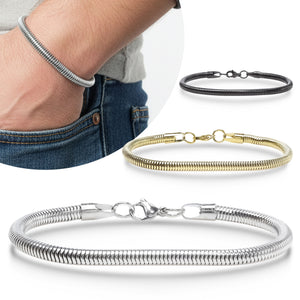 Niki Leather Spiral Örgü Çelik Zincir Bileklik 6mm 3893CZB2D9