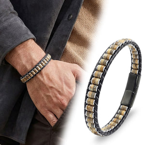 Niki Leather Odun Jasper & Hematit Çelik Örgülü Deri Bileklik 38932B22D8