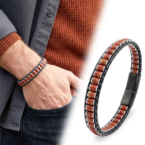 Niki Leather Kırmızı Jasper & Hematit Çelik Örgülü Deri Bileklik 38932B22D6