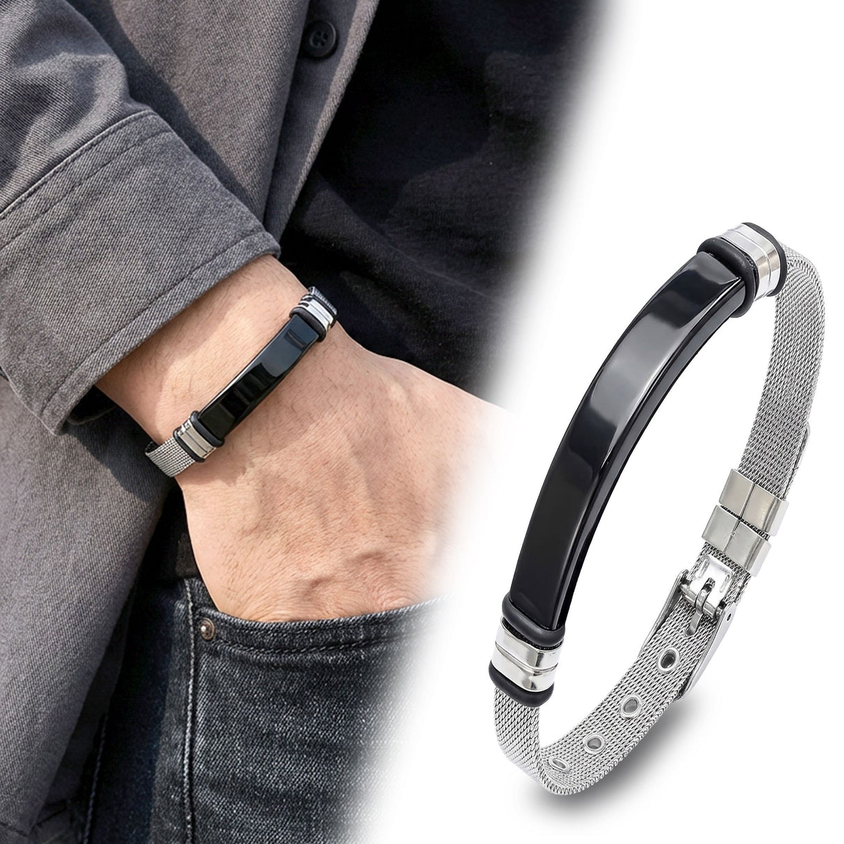 Niki Leather Ayarlanabilir Kordonlu Çelik Bileklik 3893EBF2D1
