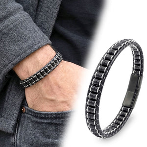Niki Leather Oniks & Hematit Çelik Örgülü Deri Bileklik 38932B22D2