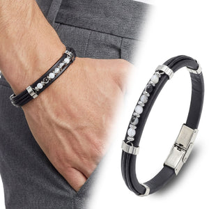 Niki Leather Akik Damarlı Taşlı Deri Bileklik 38931G6D1M