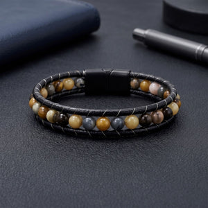 Niki Leather 6Mm Yemen Akik Deri Kordon Ve Çelik Bileklik 38932B2D6M19