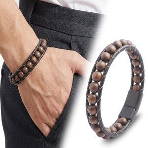 Niki Leather Ceviz Ağacı Deri Bileklik 40132B2D8M29