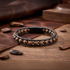Niki Leather Ceviz Ağacı Deri Bileklik 40132B2D8M29