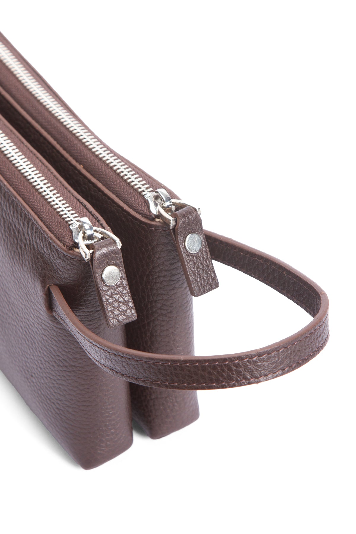 Porto 9519 Hakiki Deri Fermuarlı 2'li Portföy El Çantası