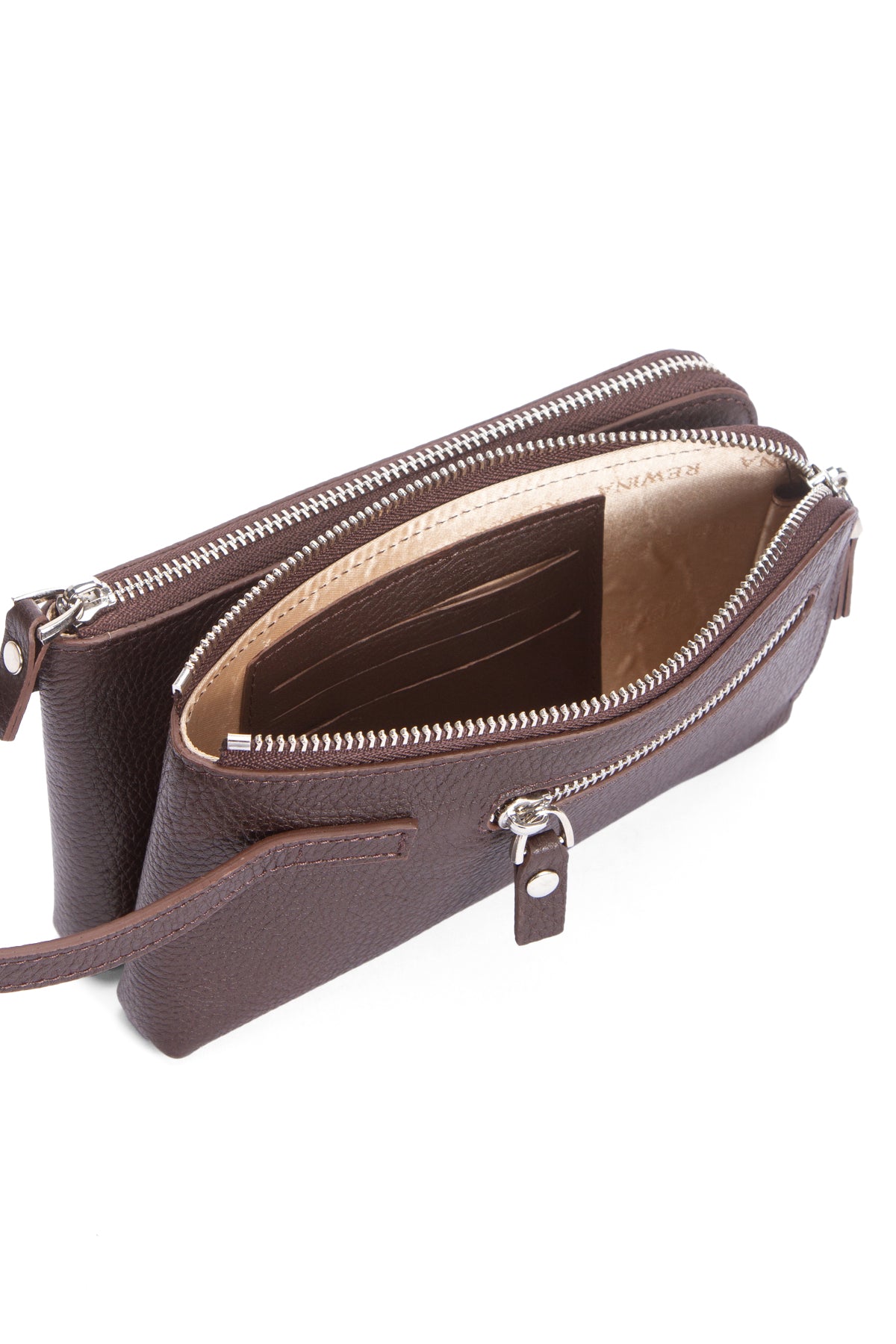 Porto 9519 Hakiki Deri Fermuarlı 2'li Portföy El Çantası