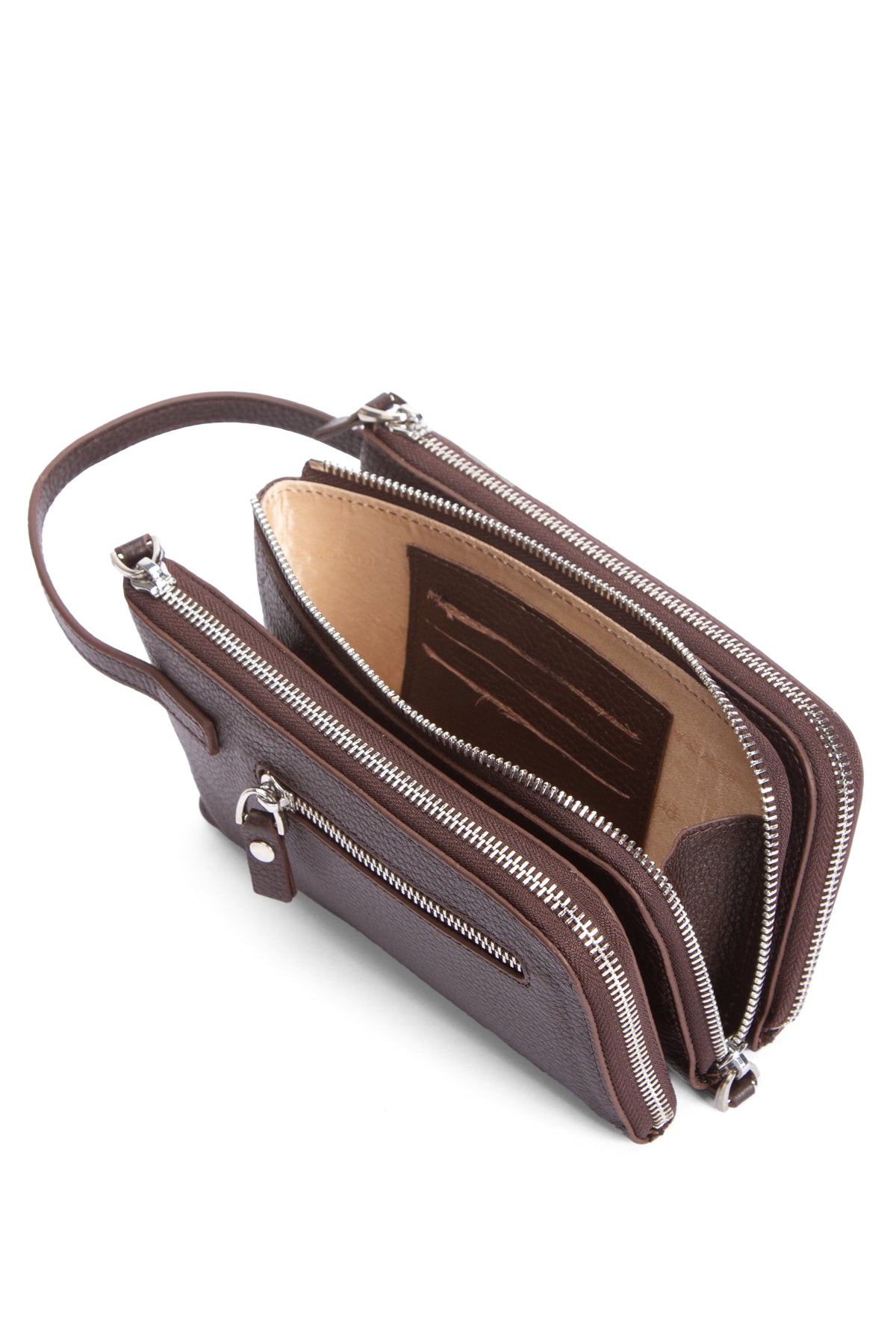 Braga 9520 Hakiki Deri Fermuarlı 3'lü Portföy El Çantası