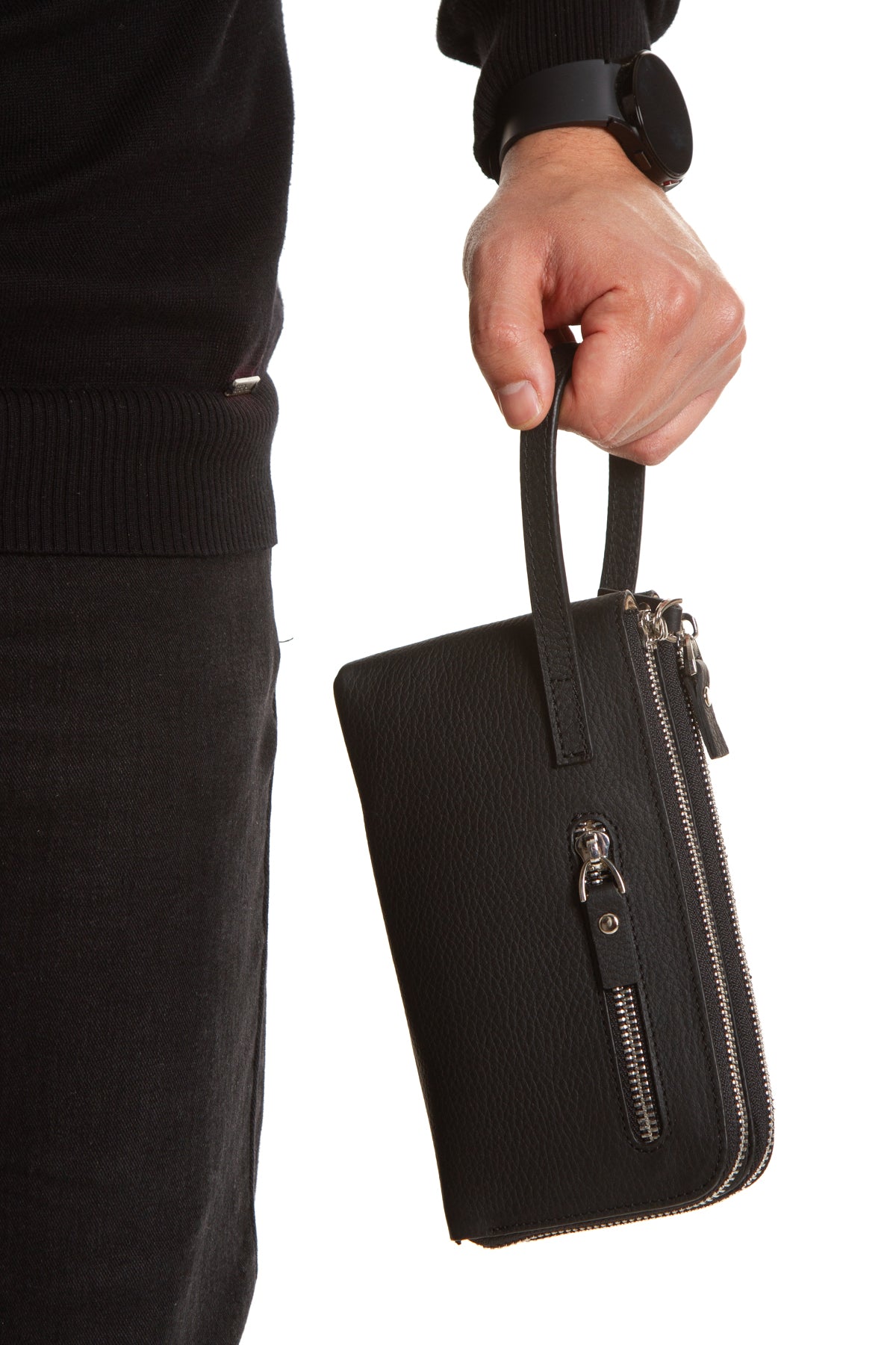 Porto 9519 Hakiki Deri Fermuarlı 2'li Portföy El Çantası