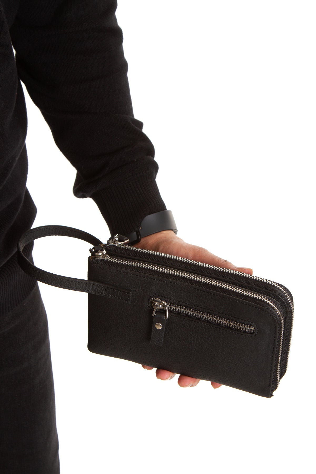 Porto 9519 Hakiki Deri Fermuarlı 2'li Portföy El Çantası