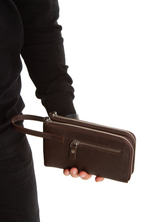 Porto 9519 Hakiki Deri Fermuarlı 2'li Portföy El Çantası