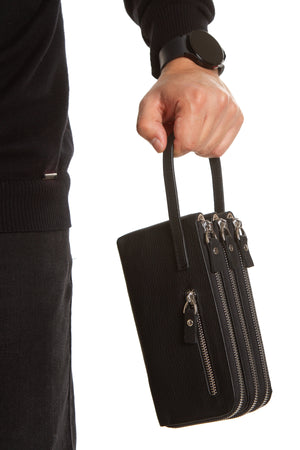 Braga 9520 Hakiki Deri Fermuarlı 3'lü Portföy El Çantası