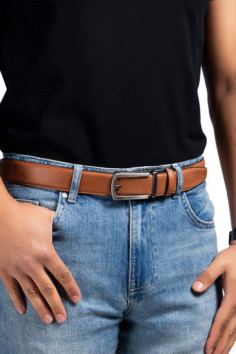 Premium Otomatik  Dikişli Hakiki Deri Kemer 3.5 Cm