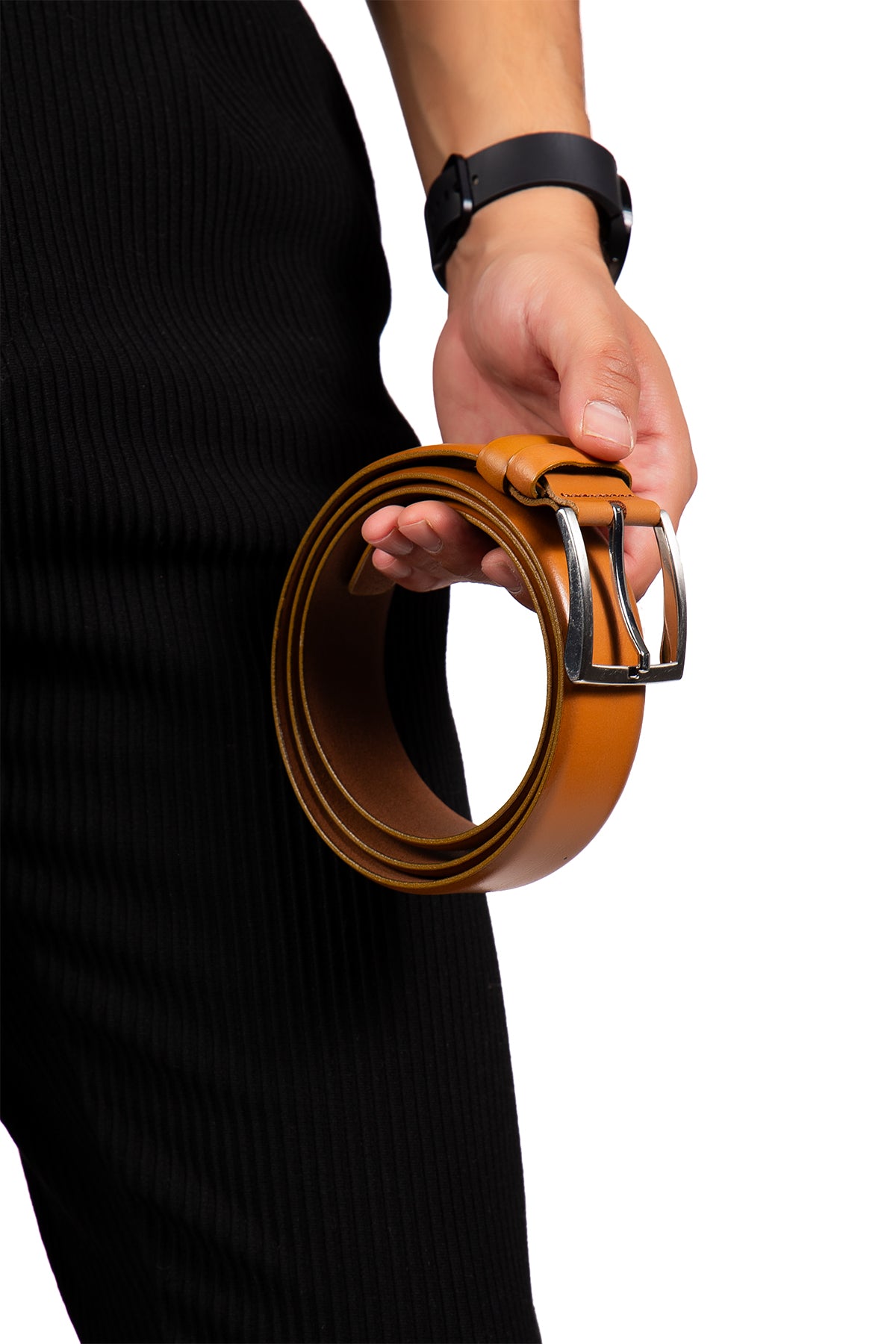 Alvarez Hakiki Deri Klasik  Kumaş Kemeri 3.5 Cm