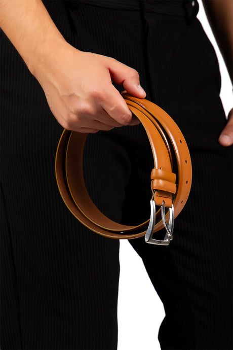 Alvarez Hakiki Deri Klasik  Kumaş Kemeri 3.5 Cm