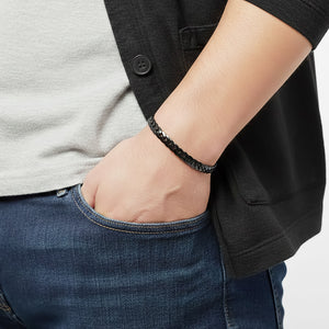 Niki Leather Balık Sırtı Mariner Çelik Zincir Bileklik 6mm 3893CZB2D14