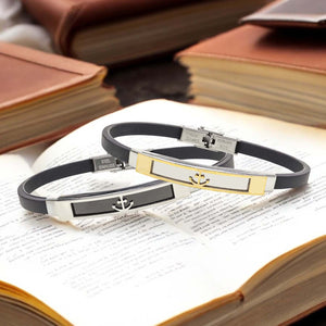 Niki Leather Çapa Desenli Çelik Bileklik 3893SCB002