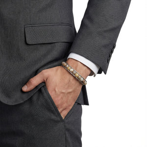 Niki Leather Çelik Halat Ve Yemen Akik Doğaltaş Bileklik 38932B2DH10