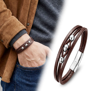 Niki Leather Çelik Top Ve Kahve Deri Bileklik 38934B8D2