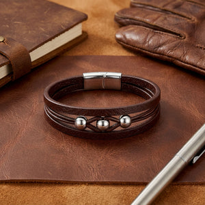 Niki Leather Çelik Top Ve Kahve Deri Bileklik 38934B8D2